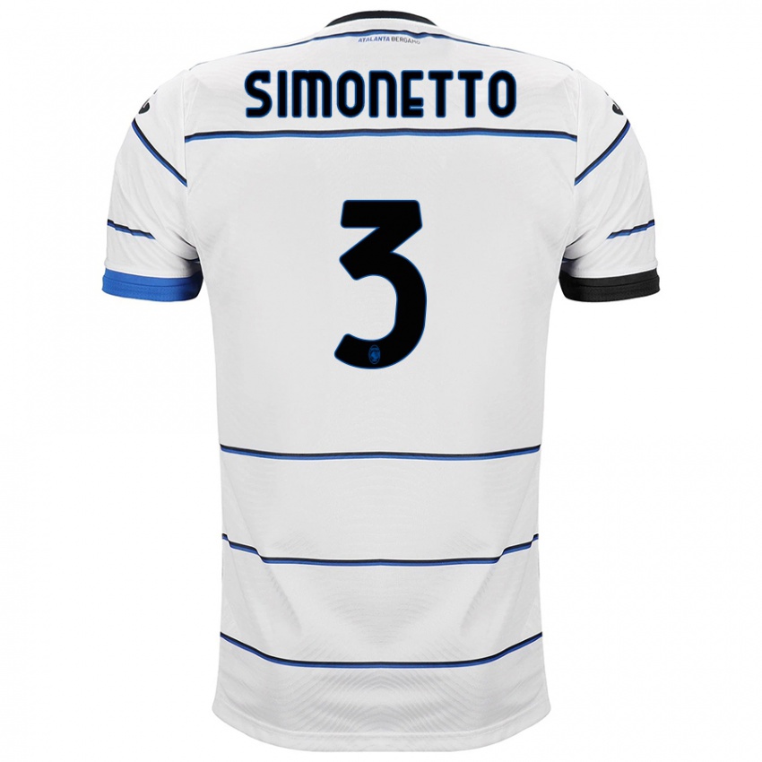Kvinder Federico Simonetto #3 Hvid Udebane Spillertrøjer 2023/24 Trøje T-Shirt