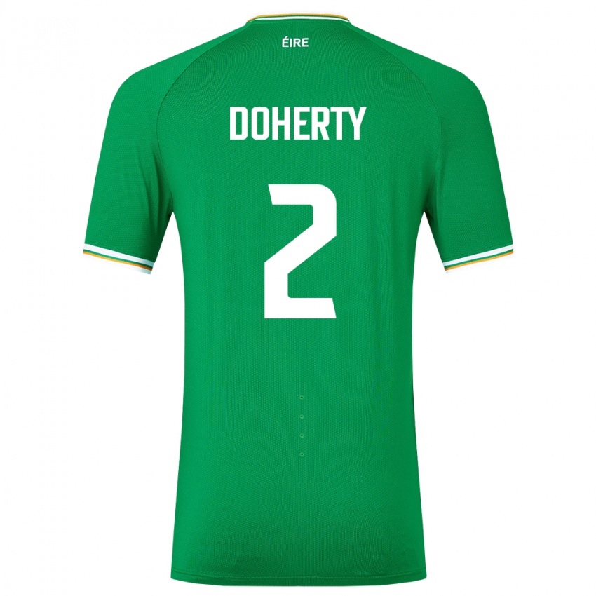 Børn Irland Matt Doherty #2 Grøn Hjemmebane Spillertrøjer 24-26 Trøje T-Shirt