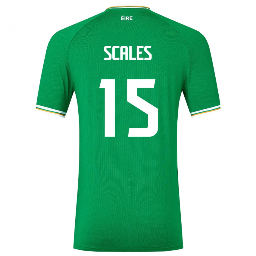 Børn Irland Liam Scales #15 Grøn Hjemmebane Spillertrøjer 24-26 Trøje T-Shirt