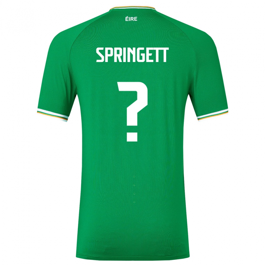 Børn Irland Tony Springett #0 Grøn Hjemmebane Spillertrøjer 24-26 Trøje T-Shirt