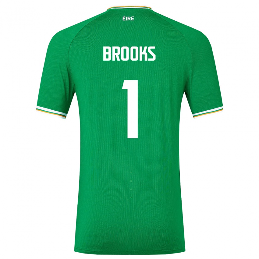 Børn Irland Tiernan Brooks #1 Grøn Hjemmebane Spillertrøjer 24-26 Trøje T-Shirt
