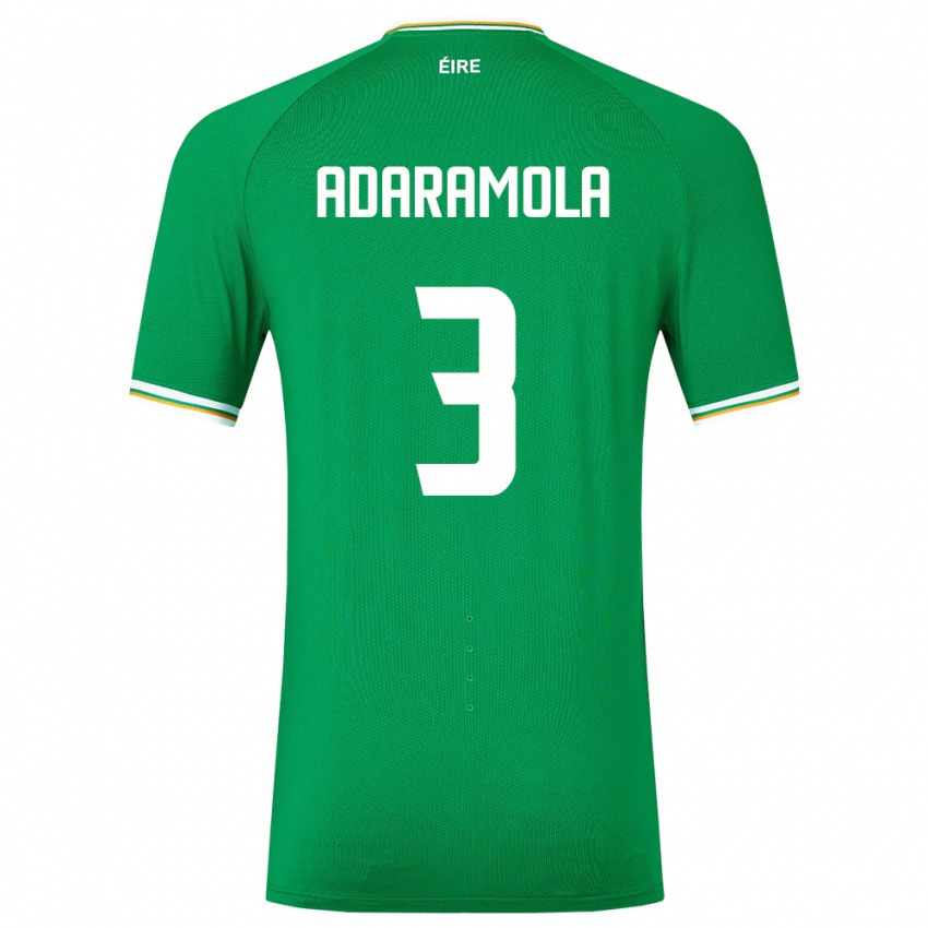 Børn Irland Tayo Adaramola #3 Grøn Hjemmebane Spillertrøjer 24-26 Trøje T-Shirt