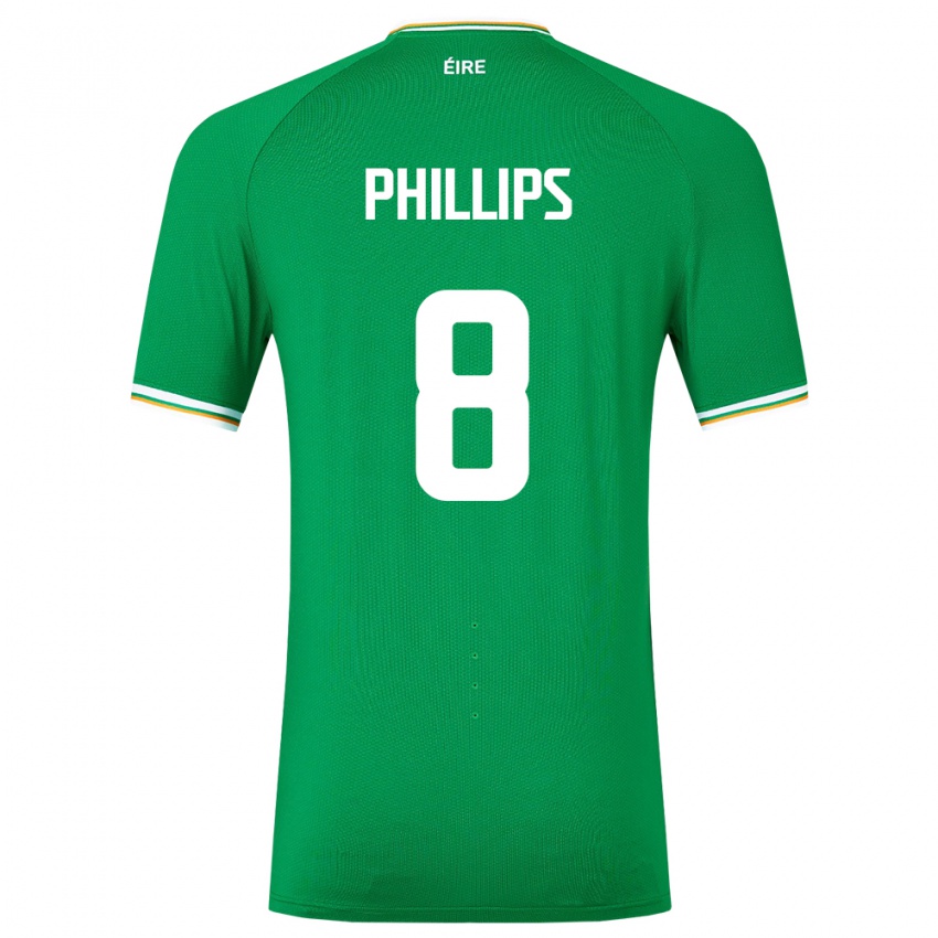 Børn Irland Killian Phillips #8 Grøn Hjemmebane Spillertrøjer 24-26 Trøje T-Shirt