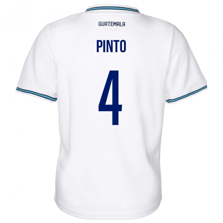 Børn Guatemala José Carlos Pinto #4 Hvid Hjemmebane Spillertrøjer 24-26 Trøje T-Shirt