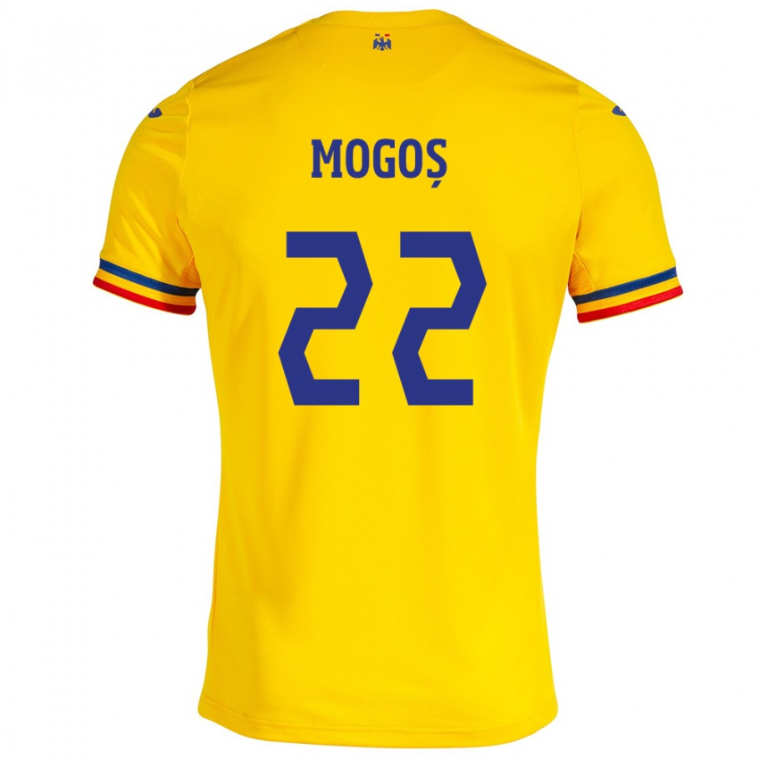 Mænd Rumænien Vasile Mogoș #22 Gul Hjemmebane Spillertrøjer 24-26 Trøje T-Shirt