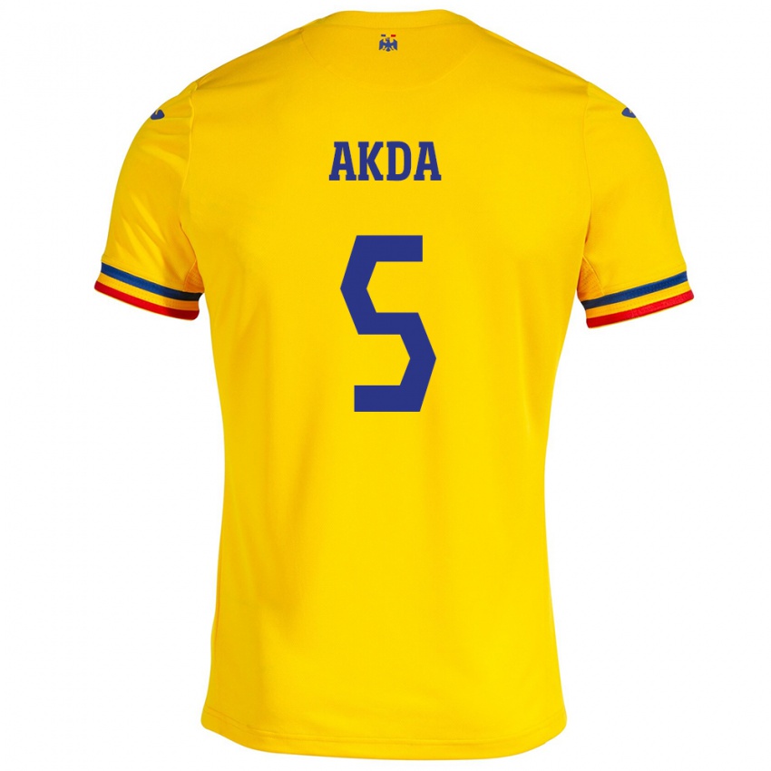 Mænd Rumænien Ümit Akdağ #5 Gul Hjemmebane Spillertrøjer 24-26 Trøje T-Shirt