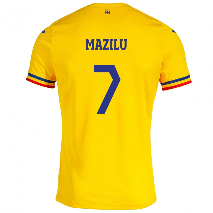Mænd Rumænien Adrian Mazilu #7 Gul Hjemmebane Spillertrøjer 24-26 Trøje T-Shirt