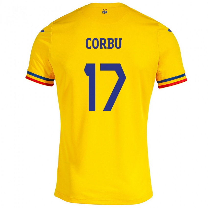 Mænd Rumænien Marius Corbu #17 Gul Hjemmebane Spillertrøjer 24-26 Trøje T-Shirt