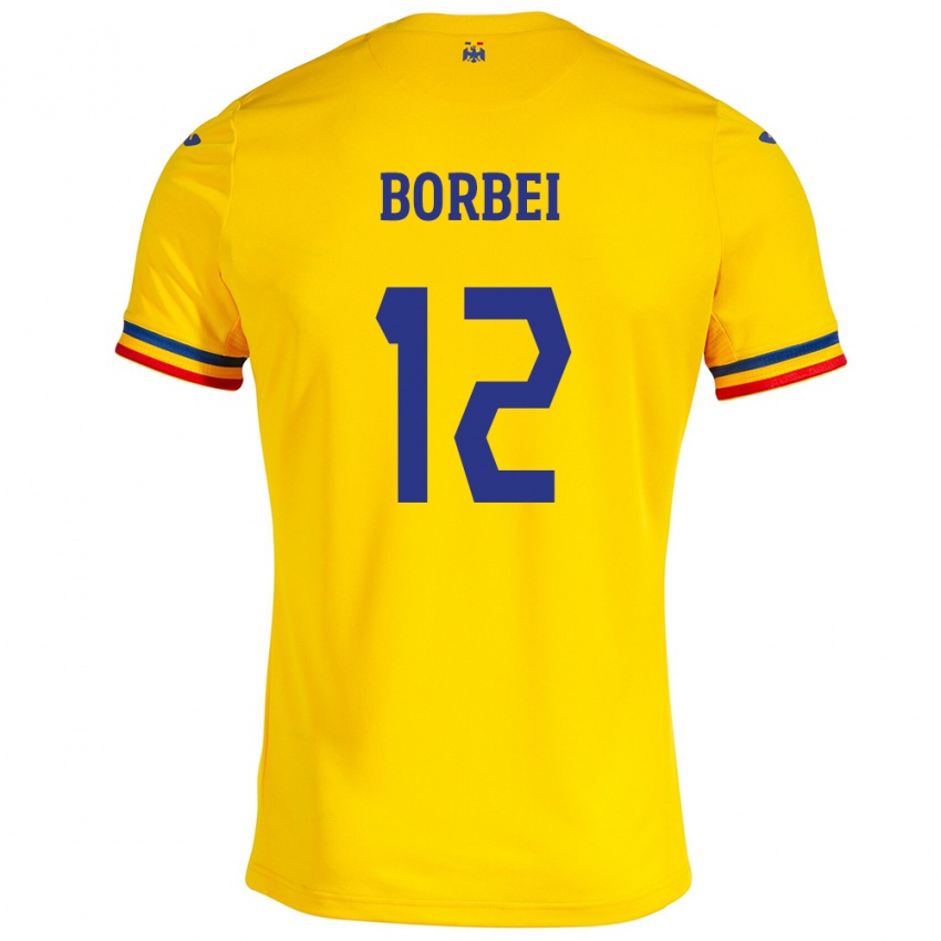 Mænd Rumænien Alexandru Borbei #12 Gul Hjemmebane Spillertrøjer 24-26 Trøje T-Shirt