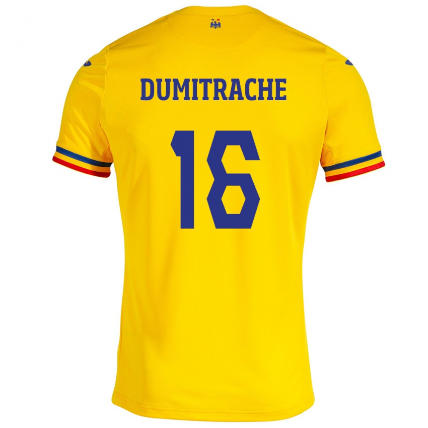 Mænd Rumænien Valentin Dumitrache #16 Gul Hjemmebane Spillertrøjer 24-26 Trøje T-Shirt