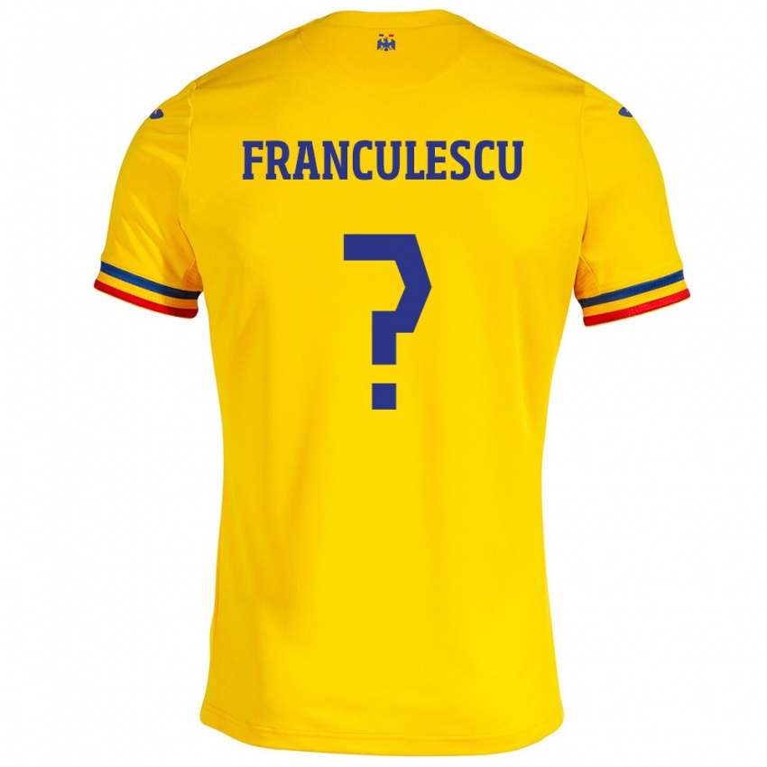 Mænd Rumænien Adrian Frânculescu #0 Gul Hjemmebane Spillertrøjer 24-26 Trøje T-Shirt