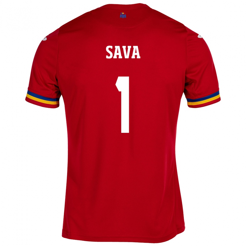 Mænd Rumænien Răzvan Sava #1 Rød Udebane Spillertrøjer 24-26 Trøje T-Shirt
