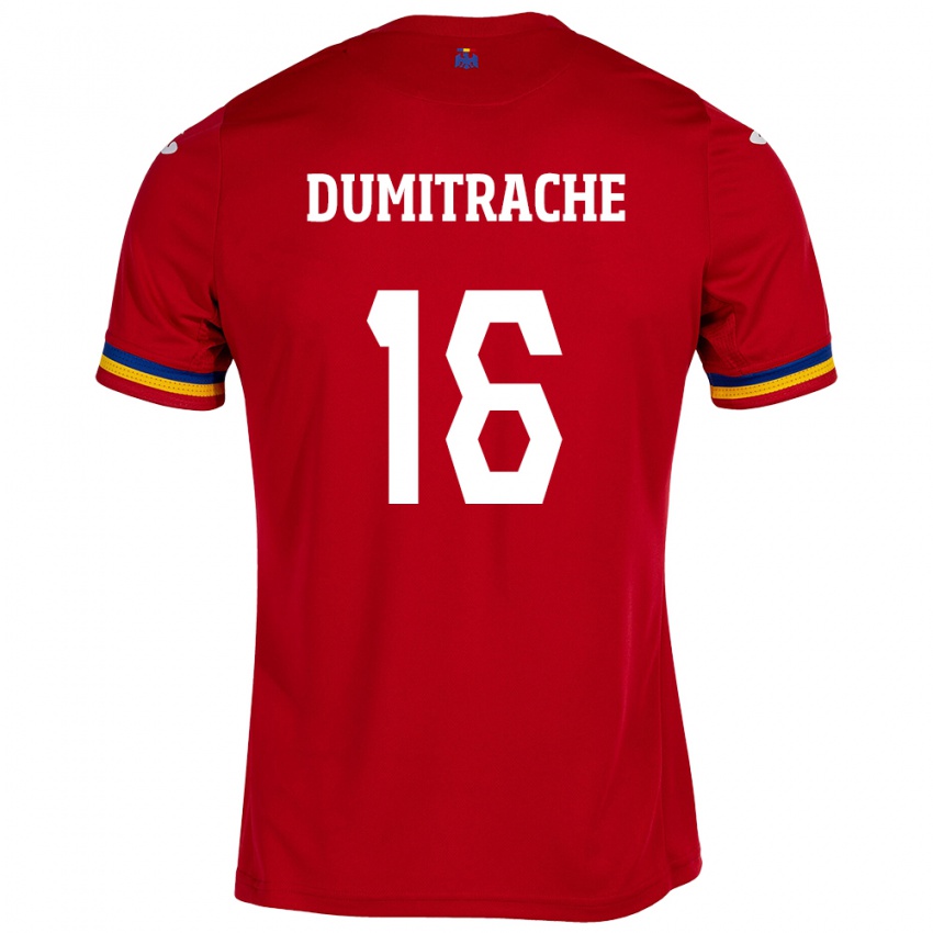 Mænd Rumænien Valentin Dumitrache #16 Rød Udebane Spillertrøjer 24-26 Trøje T-Shirt