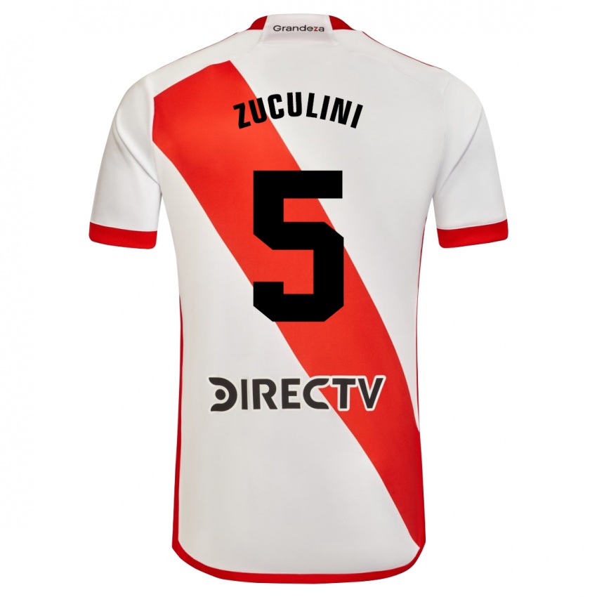 Børn Bruno Zuculini #5 Hvid Rød Hjemmebane Spillertrøjer 2023/24 Trøje T-Shirt
