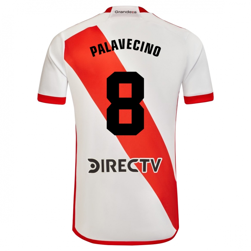 Børn Agustin Palavecino #8 Hvid Rød Hjemmebane Spillertrøjer 2023/24 Trøje T-Shirt