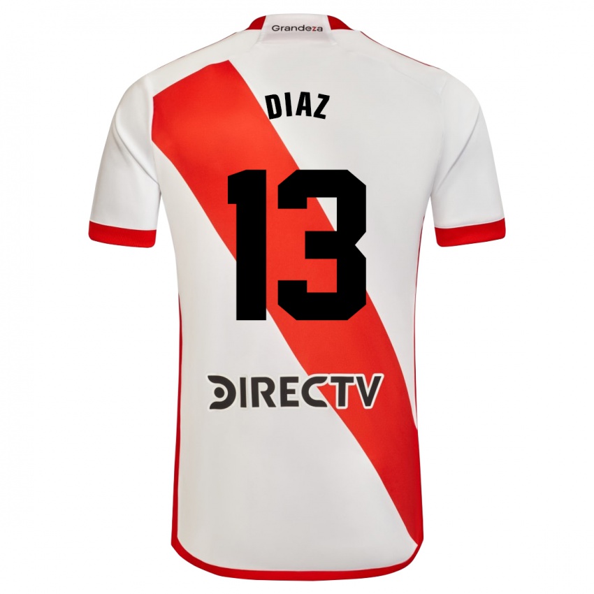 Børn Enzo Díaz #13 Hvid Rød Hjemmebane Spillertrøjer 2023/24 Trøje T-Shirt
