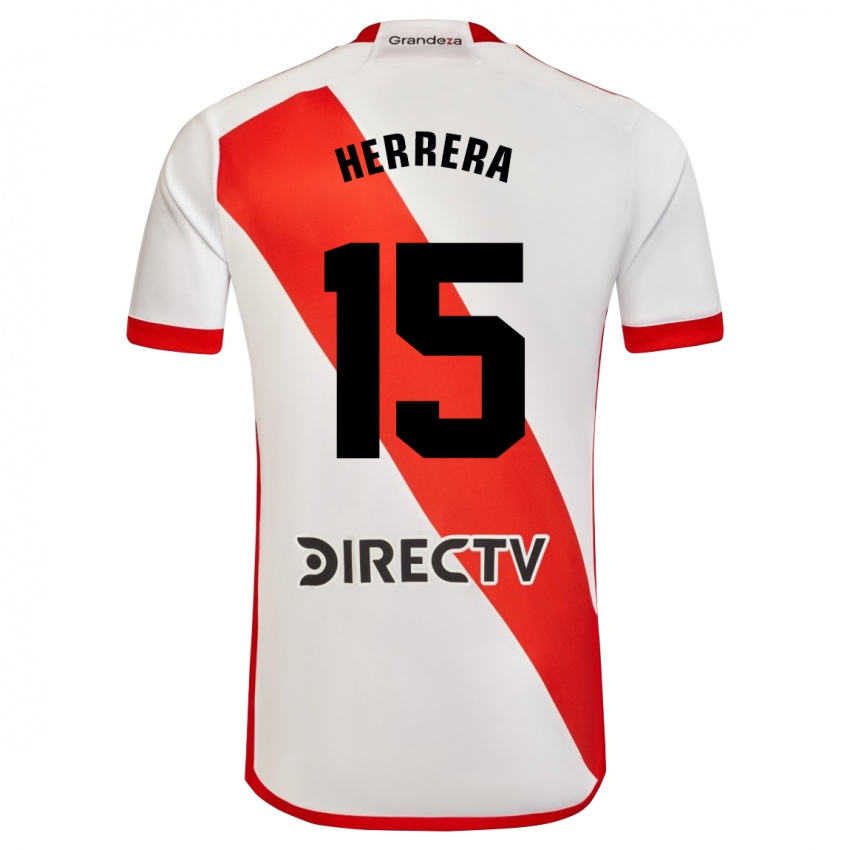 Børn Andrés Herrera #15 Hvid Rød Hjemmebane Spillertrøjer 2023/24 Trøje T-Shirt
