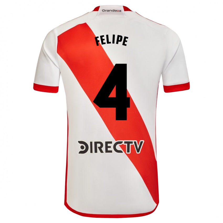 Børn Carina Felipe Silva #4 Hvid Rød Hjemmebane Spillertrøjer 2023/24 Trøje T-Shirt