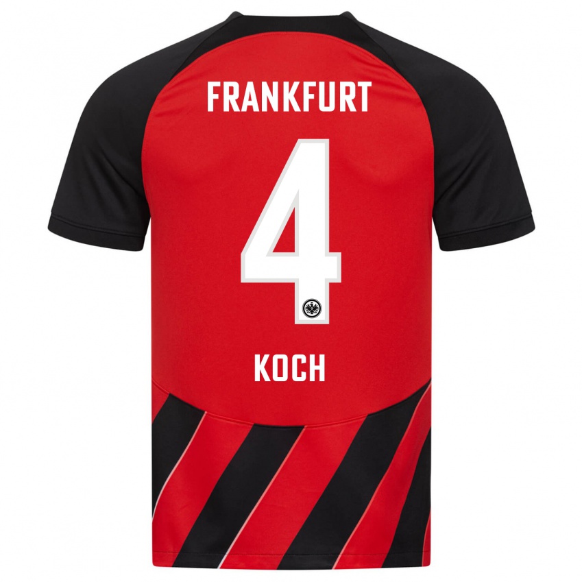 Børn Robin Koch #4 Rød Sort Hjemmebane Spillertrøjer 2023/24 Trøje T-Shirt