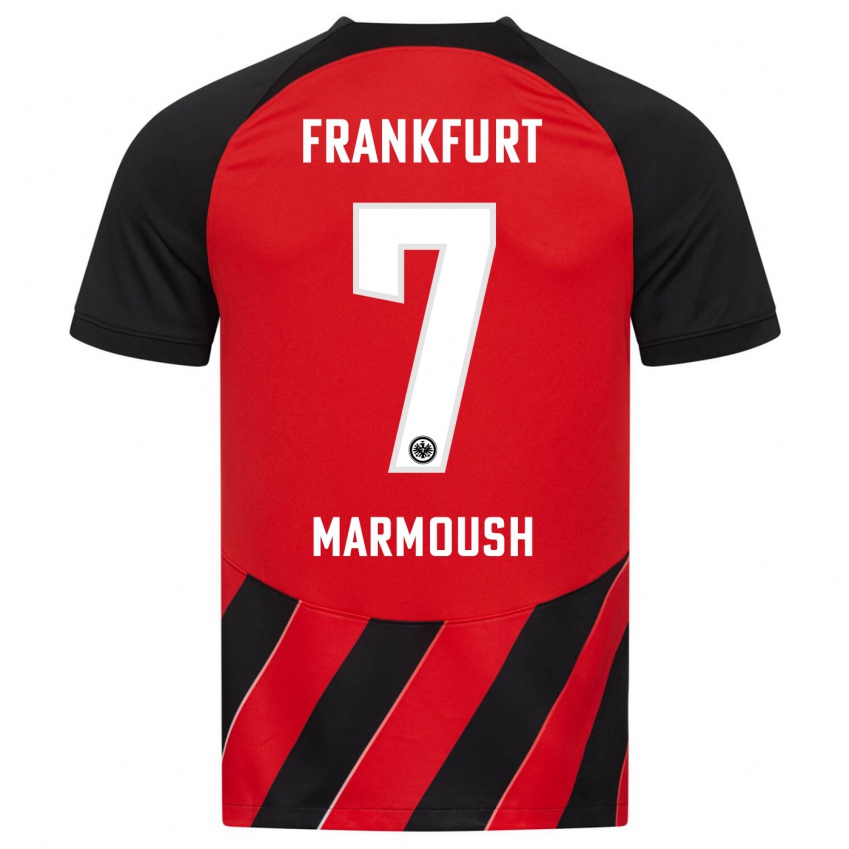 Børn Omar Marmoush #7 Rød Sort Hjemmebane Spillertrøjer 2023/24 Trøje T-Shirt