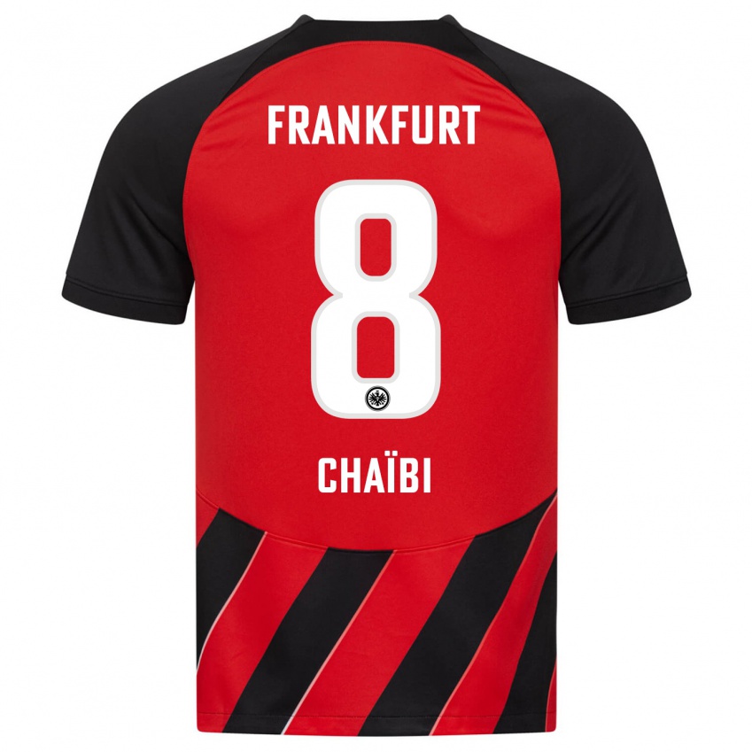 Børn Farès Chaïbi #8 Rød Sort Hjemmebane Spillertrøjer 2023/24 Trøje T-Shirt