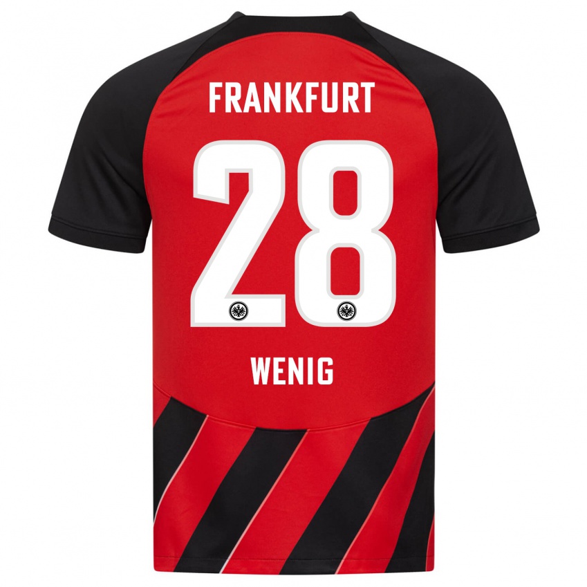 Børn Marcel Wenig #28 Rød Sort Hjemmebane Spillertrøjer 2023/24 Trøje T-Shirt