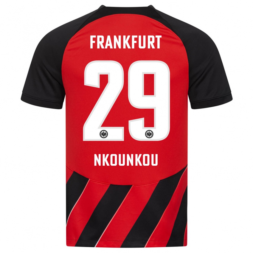 Børn Niels Nkounkou #29 Rød Sort Hjemmebane Spillertrøjer 2023/24 Trøje T-Shirt