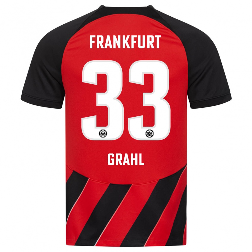 Børn Jens Grahl #33 Rød Sort Hjemmebane Spillertrøjer 2023/24 Trøje T-Shirt