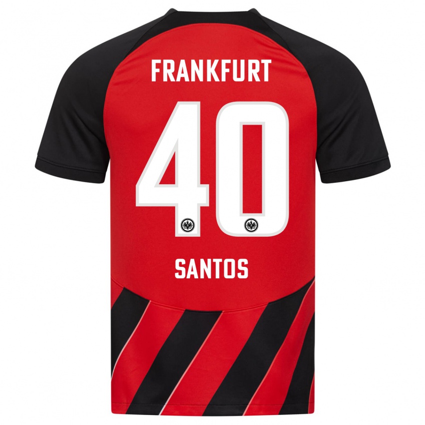 Børn Kauã Santos #40 Rød Sort Hjemmebane Spillertrøjer 2023/24 Trøje T-Shirt