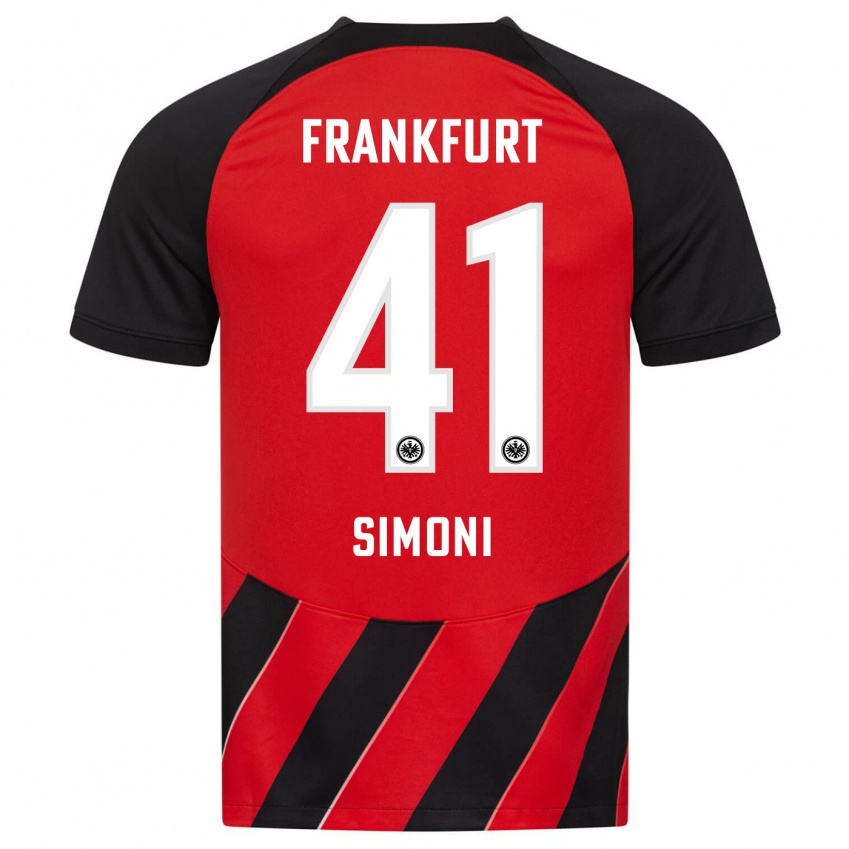 Børn Simon Simoni #41 Rød Sort Hjemmebane Spillertrøjer 2023/24 Trøje T-Shirt