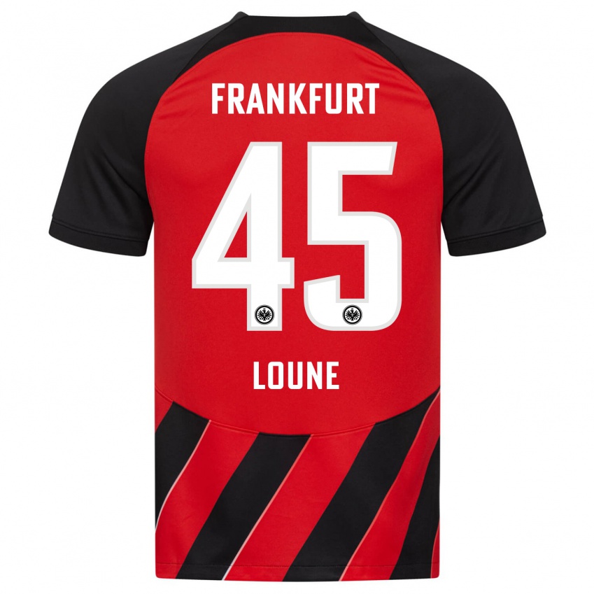 Børn Mehdi Loune #45 Rød Sort Hjemmebane Spillertrøjer 2023/24 Trøje T-Shirt