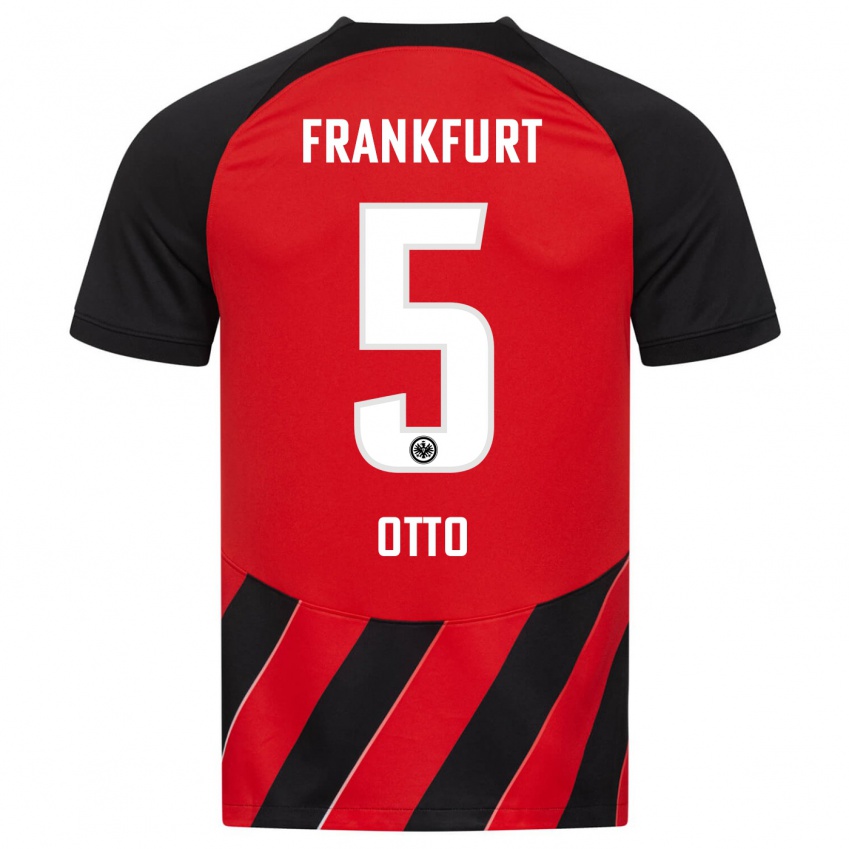 Børn Fynn Otto #5 Rød Sort Hjemmebane Spillertrøjer 2023/24 Trøje T-Shirt