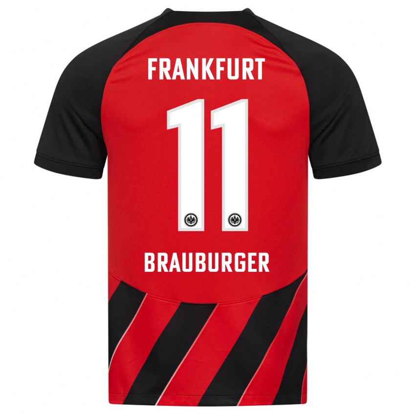 Børn Maximilian Brauburger #11 Rød Sort Hjemmebane Spillertrøjer 2023/24 Trøje T-Shirt