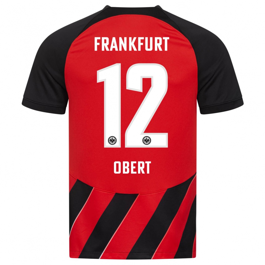 Børn Yuriy Obert #12 Rød Sort Hjemmebane Spillertrøjer 2023/24 Trøje T-Shirt