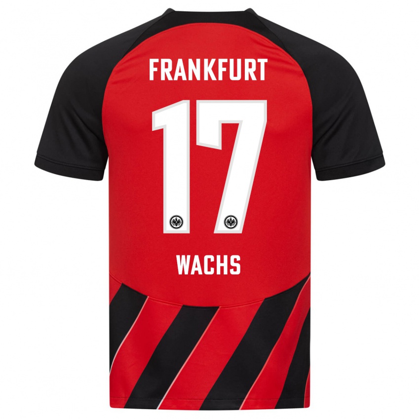 Børn Marc Wachs #17 Rød Sort Hjemmebane Spillertrøjer 2023/24 Trøje T-Shirt