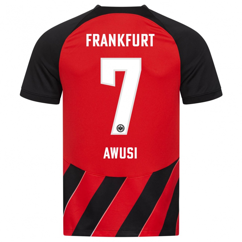 Børn Junior Awusi #7 Rød Sort Hjemmebane Spillertrøjer 2023/24 Trøje T-Shirt