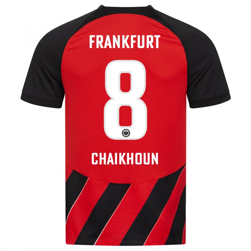 Børn Ayoub Chaikhoun #8 Rød Sort Hjemmebane Spillertrøjer 2023/24 Trøje T-Shirt