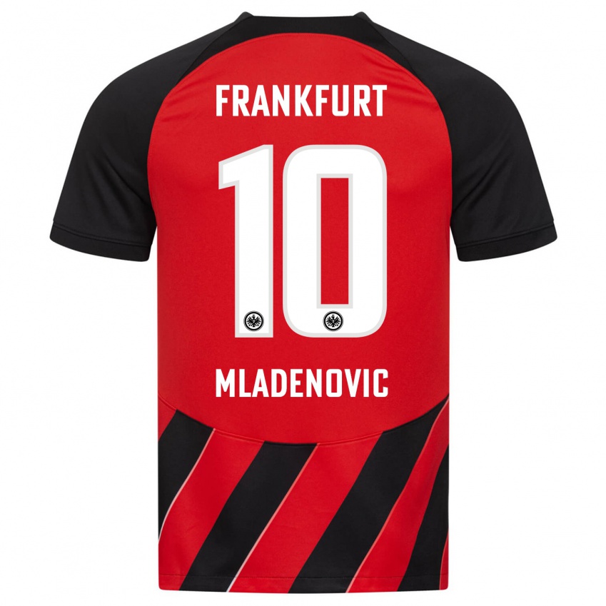 Børn Marko Mladenovic #10 Rød Sort Hjemmebane Spillertrøjer 2023/24 Trøje T-Shirt
