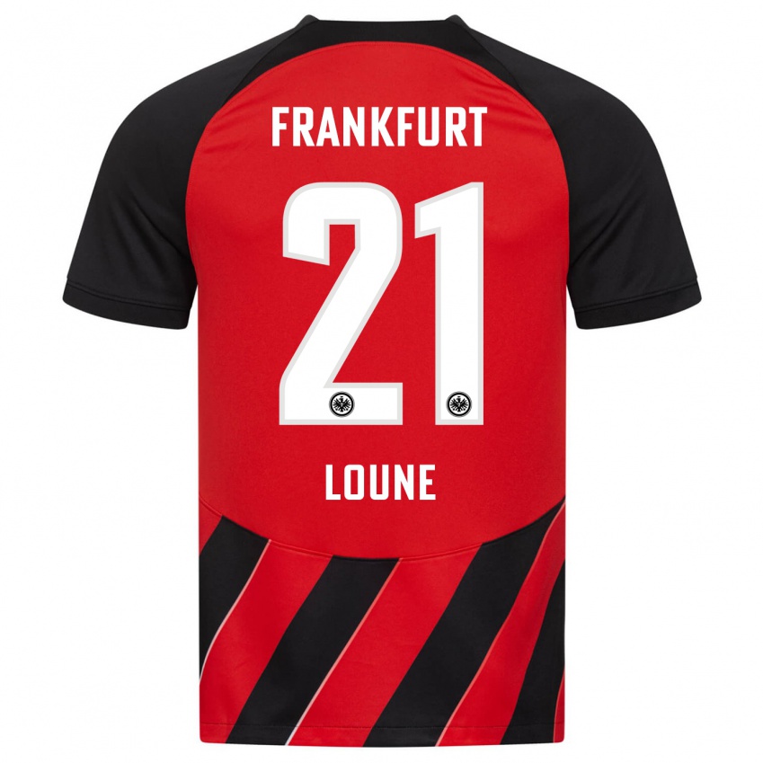Børn Adam Loune #21 Rød Sort Hjemmebane Spillertrøjer 2023/24 Trøje T-Shirt
