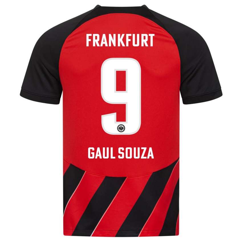 Børn Alessandro Gaul Souza #9 Rød Sort Hjemmebane Spillertrøjer 2023/24 Trøje T-Shirt