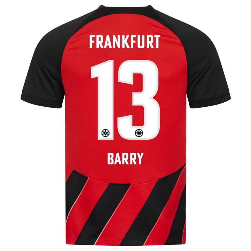 Børn Jasha Barry #13 Rød Sort Hjemmebane Spillertrøjer 2023/24 Trøje T-Shirt