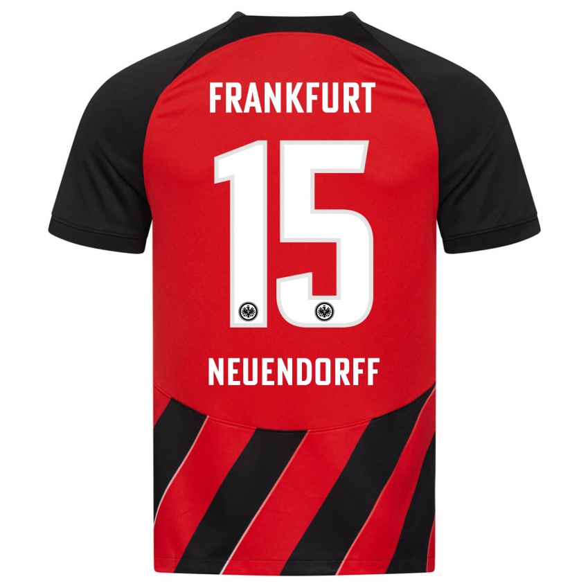 Børn Nilo Neuendorff #15 Rød Sort Hjemmebane Spillertrøjer 2023/24 Trøje T-Shirt