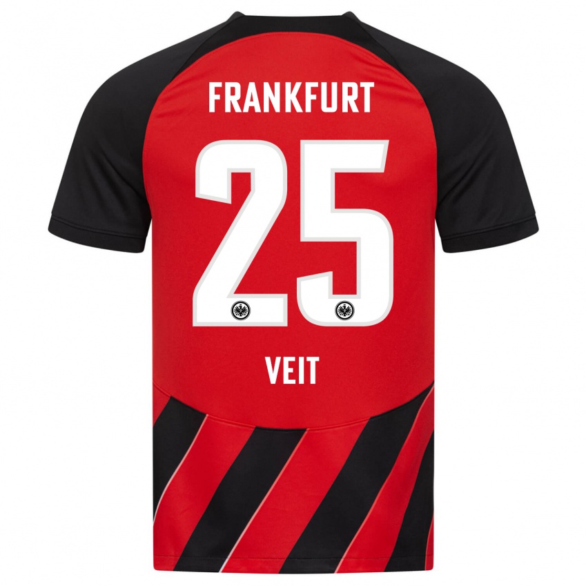 Børn Jella Veit #25 Rød Sort Hjemmebane Spillertrøjer 2023/24 Trøje T-Shirt