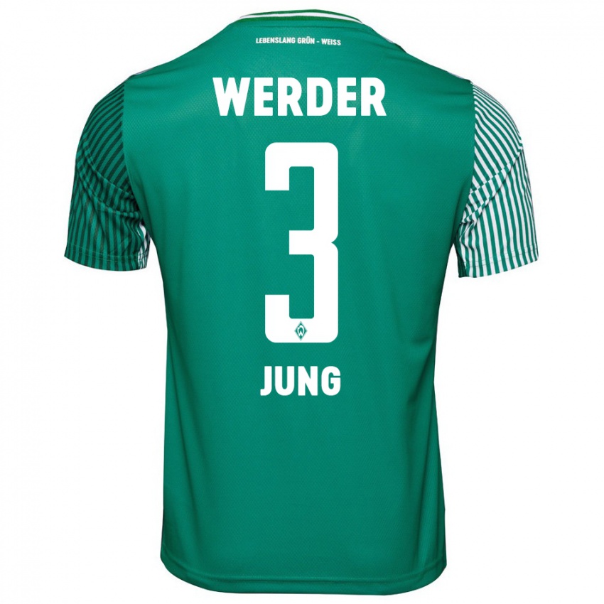 Børn Anthony Jung #3 Grøn Hjemmebane Spillertrøjer 2023/24 Trøje T-Shirt