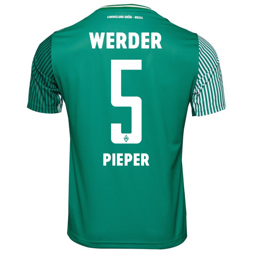 Børn Amos Pieper #5 Grøn Hjemmebane Spillertrøjer 2023/24 Trøje T-Shirt