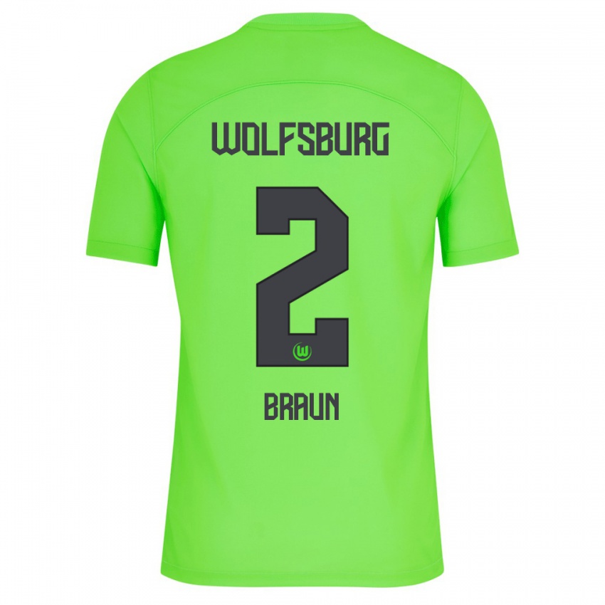 Børn Manuel Braun #2 Grøn Hjemmebane Spillertrøjer 2023/24 Trøje T-Shirt