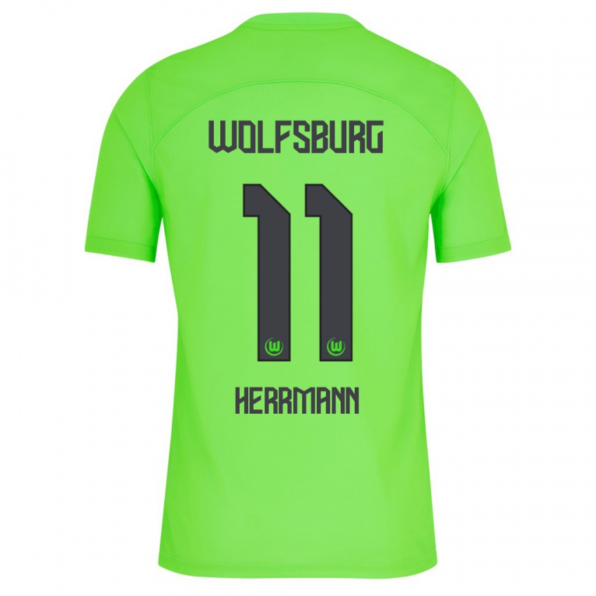 Børn Max Herrmann #11 Grøn Hjemmebane Spillertrøjer 2023/24 Trøje T-Shirt