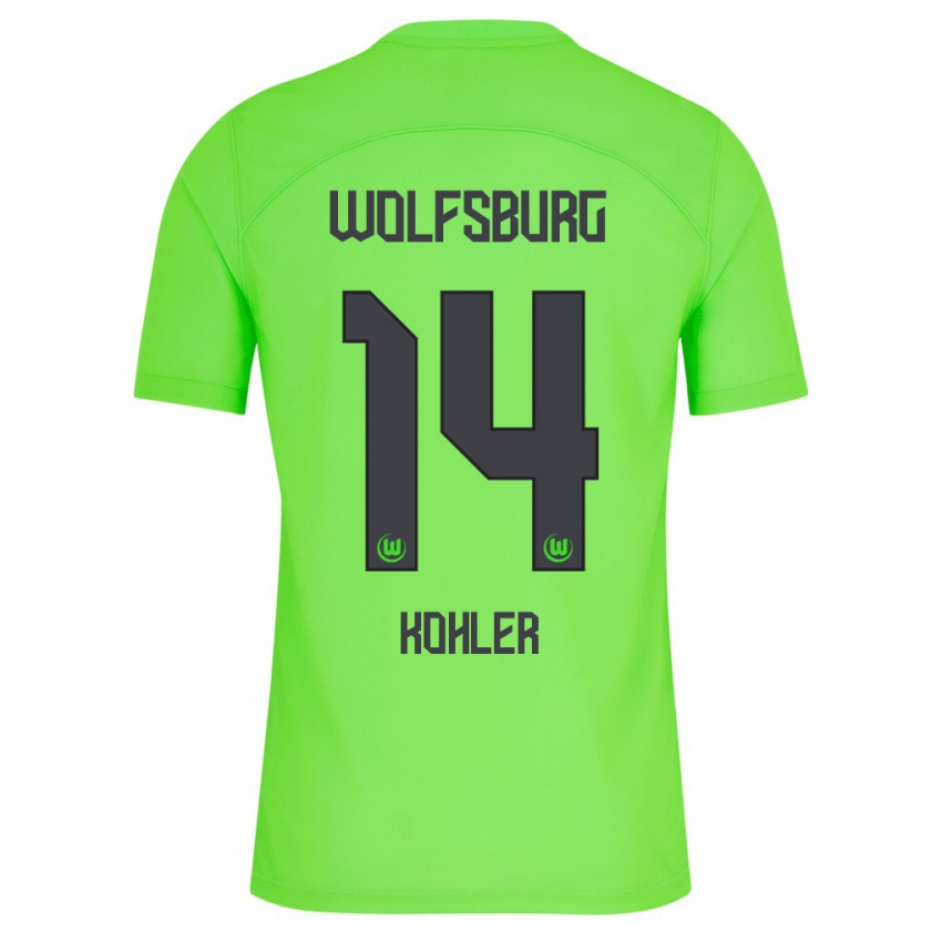 Børn Leonard Köhler #14 Grøn Hjemmebane Spillertrøjer 2023/24 Trøje T-Shirt