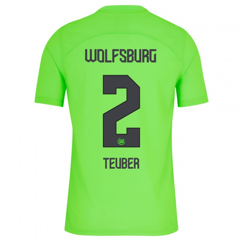 Børn Julius Teuber #2 Grøn Hjemmebane Spillertrøjer 2023/24 Trøje T-Shirt