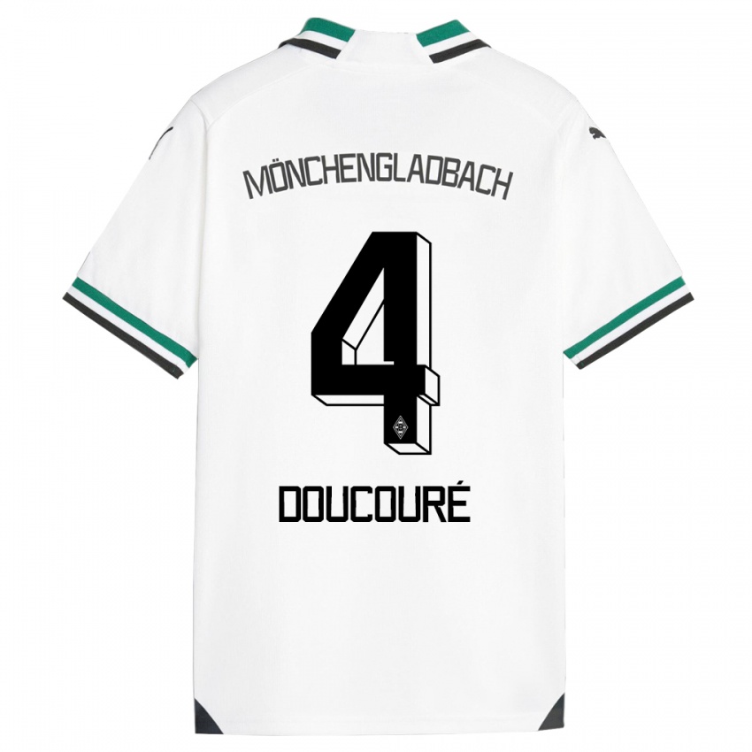 Børn Mamadou Doucouré #4 Hvid Grøn Hjemmebane Spillertrøjer 2023/24 Trøje T-Shirt